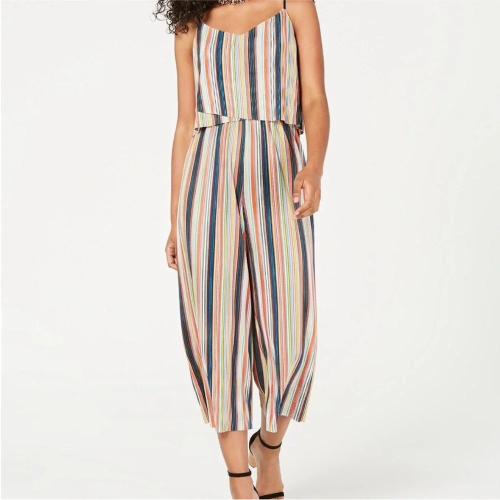 BeBop Striped Navy Pink Colorful Jumpsuit Size Small